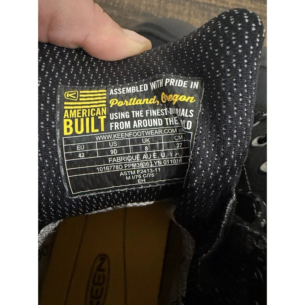 KEEN Men's Steel Toe Work Boots Black 9D EH ASTM F2413-11 1016778
